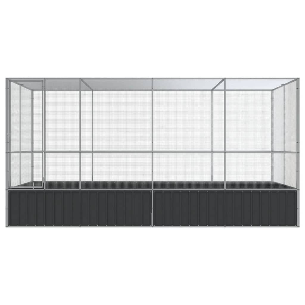 Volière met verlengstuk zilver 418x207x212 cm staal