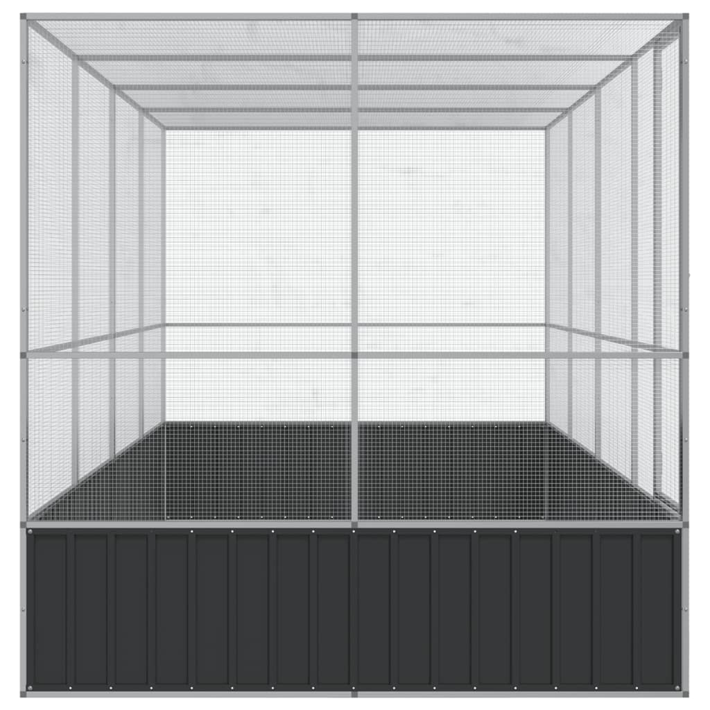 Volière met verlengstuk zilver 418x207x212 cm staal
