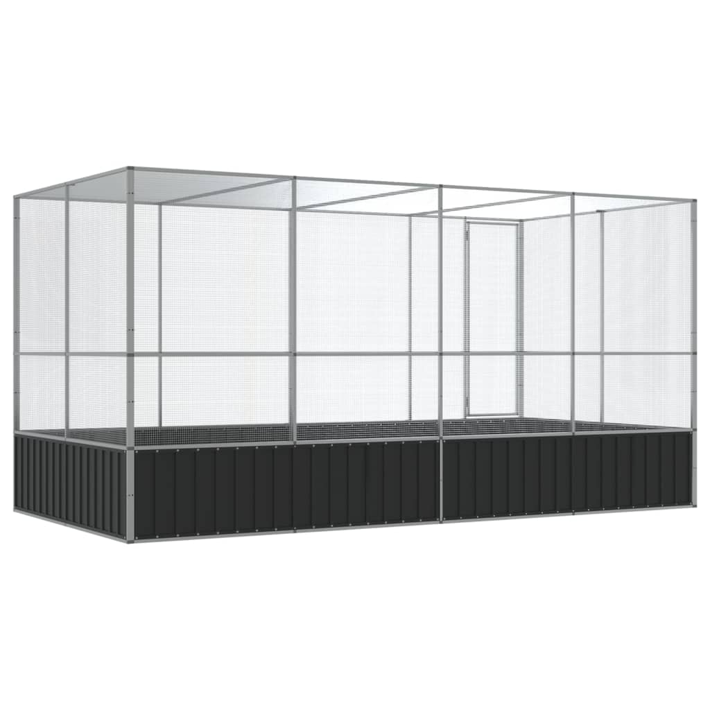 Volière met verlengstuk zilver 418x207x212 cm staal