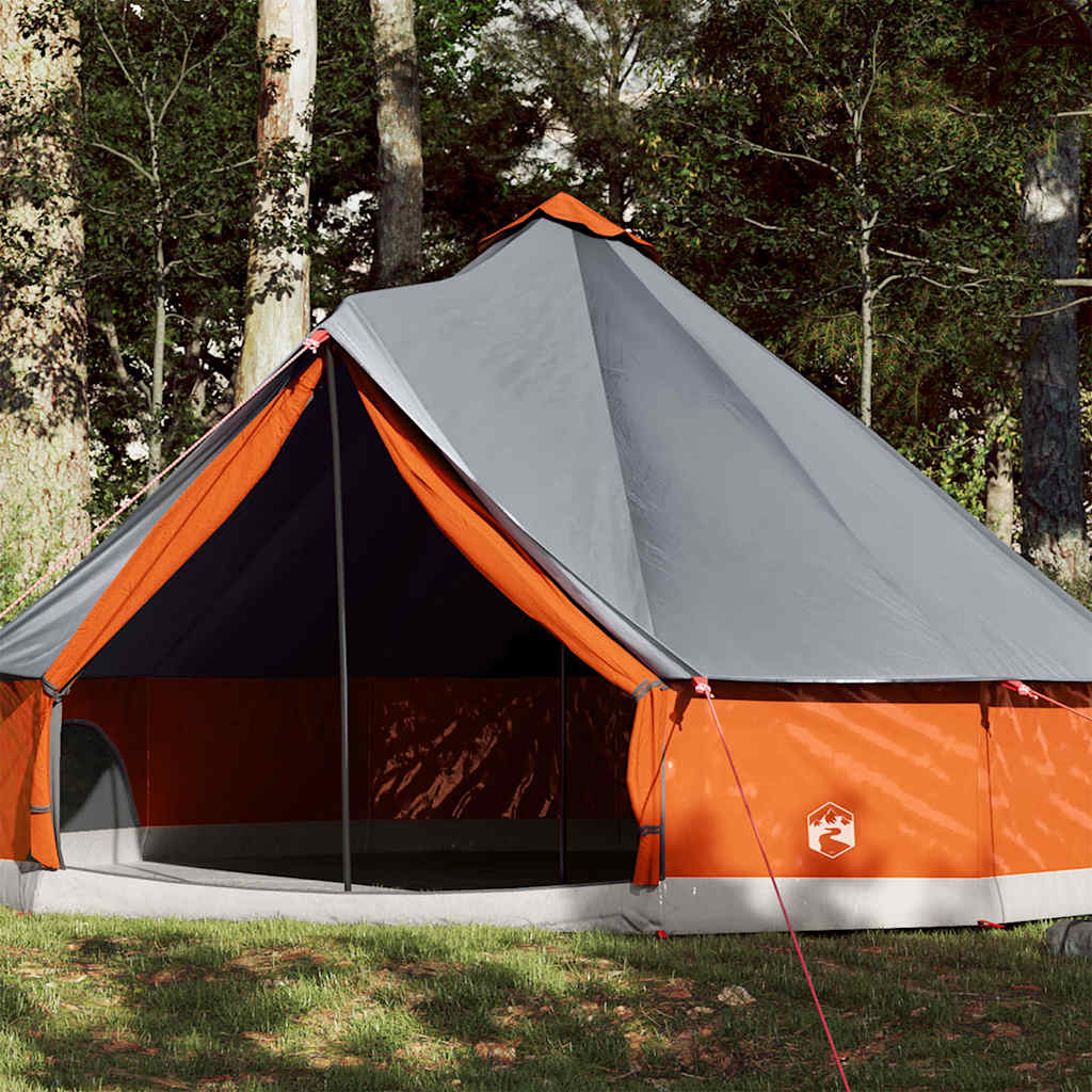 Familien-Tipi-Zelt für 12 Personen, wasserdicht, grau und orange — bendyXL