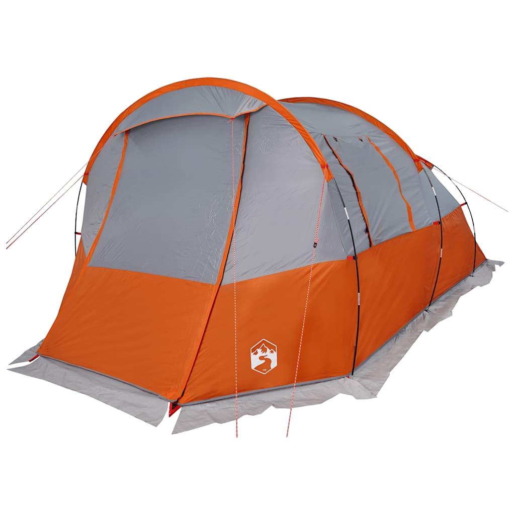 Tunneltent 4-persoons waterdicht grijs en oranje