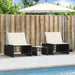 Modulaire ligbedden 2 stuks met tafel zwart poly rattan