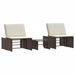 Ligstoelen 2 st met tafel bruin poly rattan