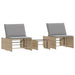 Ligstoelen 2 st met tafel beige poly rattan