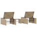 Ligstoelen 2 st met tafel beige poly rattan