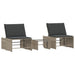 Ligstoelen 2 st met tafel lichtgrijs poly rattan