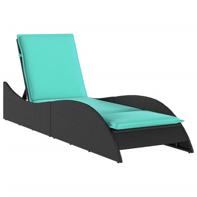 Ligbed met kussen zwart 60x205x73 cm poly rattan