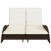 Ligbed met kussens 114x205x73 cm poly rattan bruin