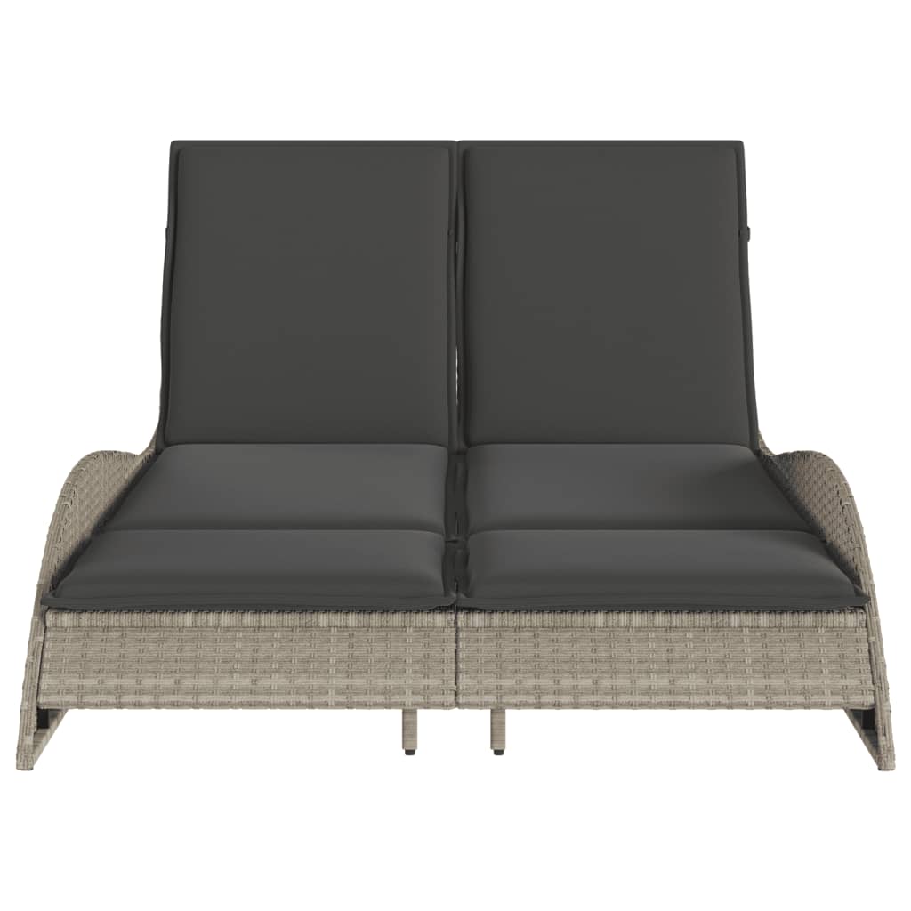 Ligbed met kussens 114x205x73 cm poly rattan lichtgrijs