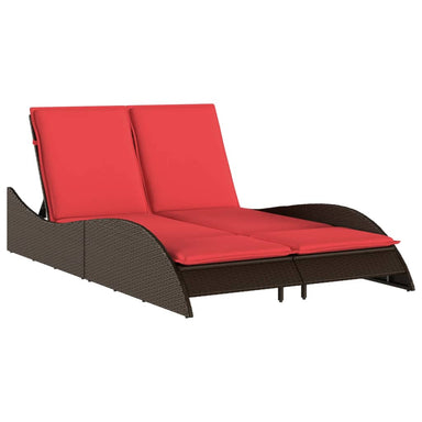 Ligbed met kussens bruin 114x205x73 cm poly rattan