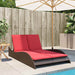 Ligbed met kussens bruin 114x205x73 cm poly rattan