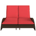Ligbed met kussens bruin 114x205x73 cm poly rattan