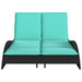 Ligbed met kussens zwart 114x205x73 cm poly rattan