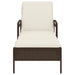 Ligbed met kussen 63x200x81 cm poly rattan bruin
