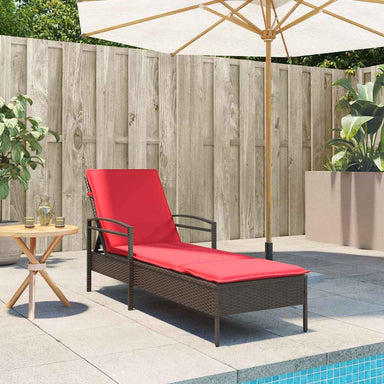 | Ligstoel | met kussen Bruin 63 x 200 x 81 cm poly rattan