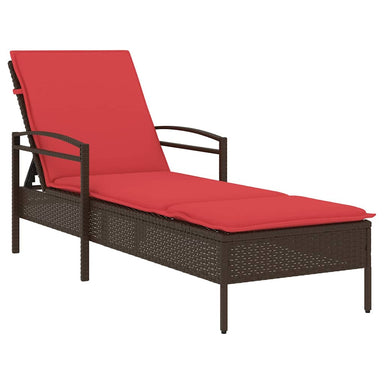 | Ligstoel | met kussen Bruin 63 x 200 x 81 cm poly rattan