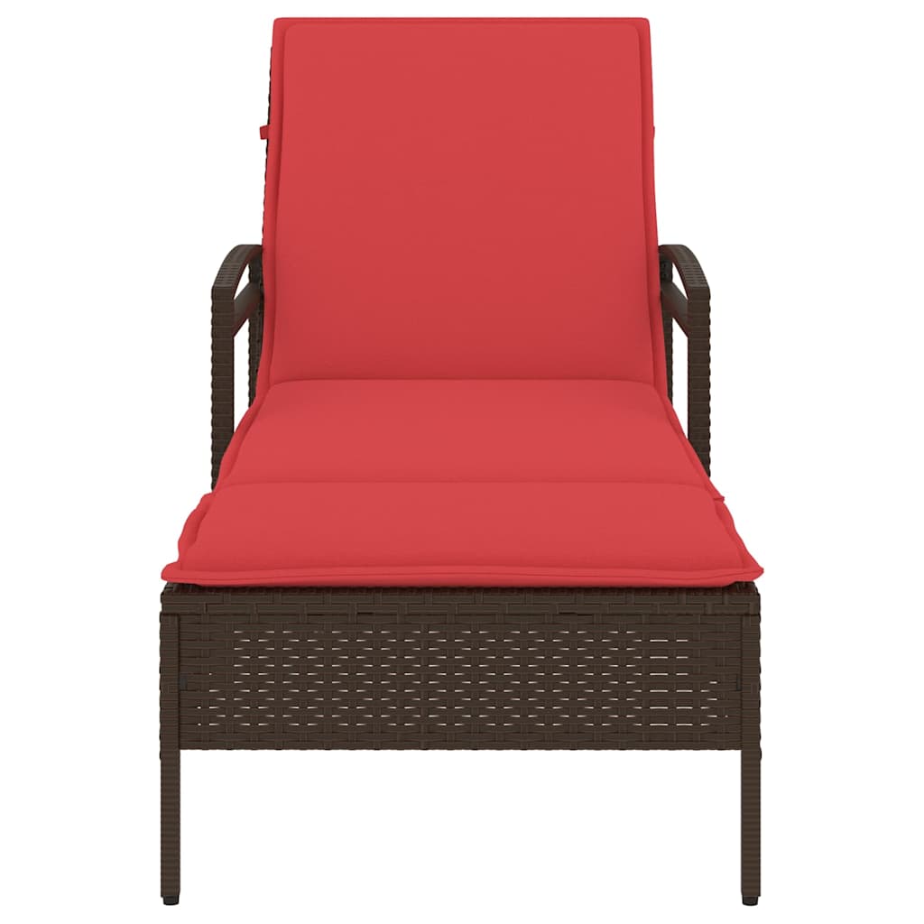 | Ligstoel | met kussen Bruin 63 x 200 x 81 cm poly rattan