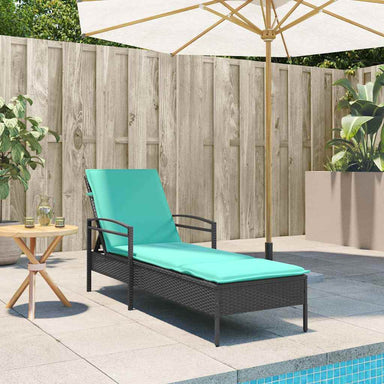 Verstelbare zonnebank met 3 posities poly rattan Zwart