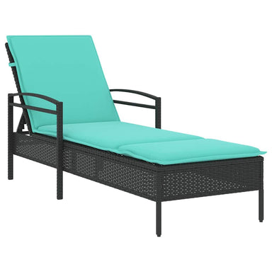 Verstelbare zonnebank met 3 posities poly rattan Zwart