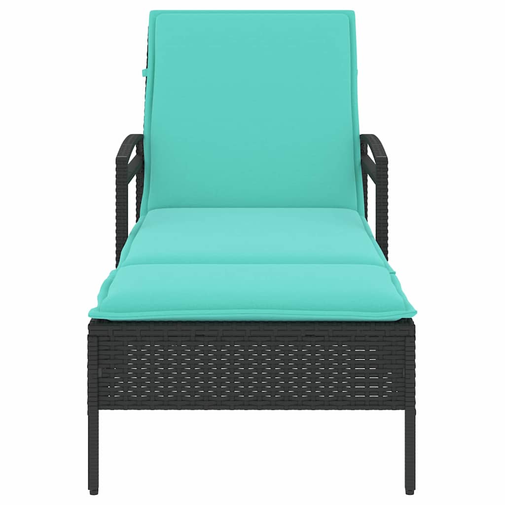 Verstelbare zonnebank met 3 posities poly rattan Zwart