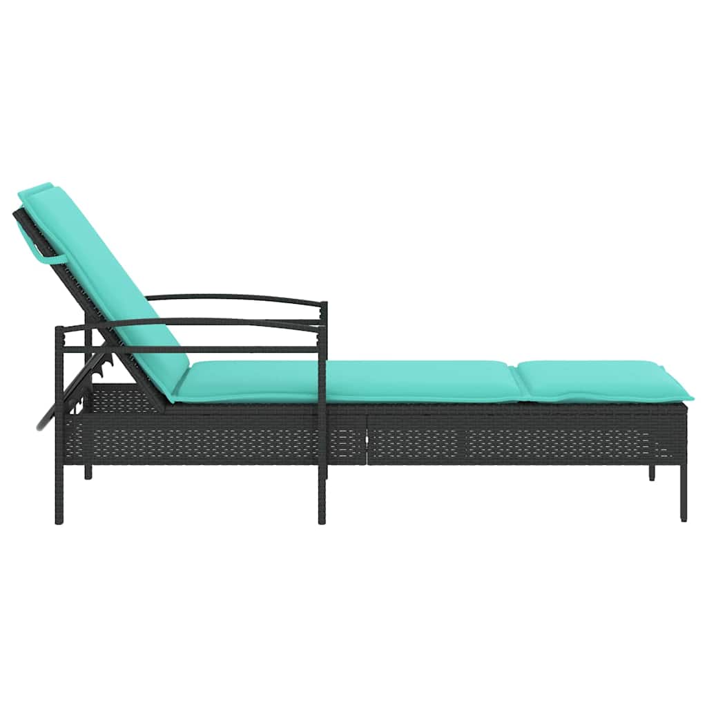 Verstelbare zonnebank met 3 posities poly rattan Zwart