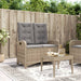 Tuinbankje verstelbaar met kussens poly rattan beige