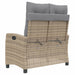 Tuinbankje verstelbaar met kussens poly rattan beige