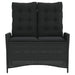 Tuinbankje verstelbaar met kussens poly rattan zwart