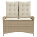 Tuinbankje verstelbaar met kussens poly rattan beige