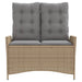Tuinbankje verstelbaar met kussens poly rattan beige