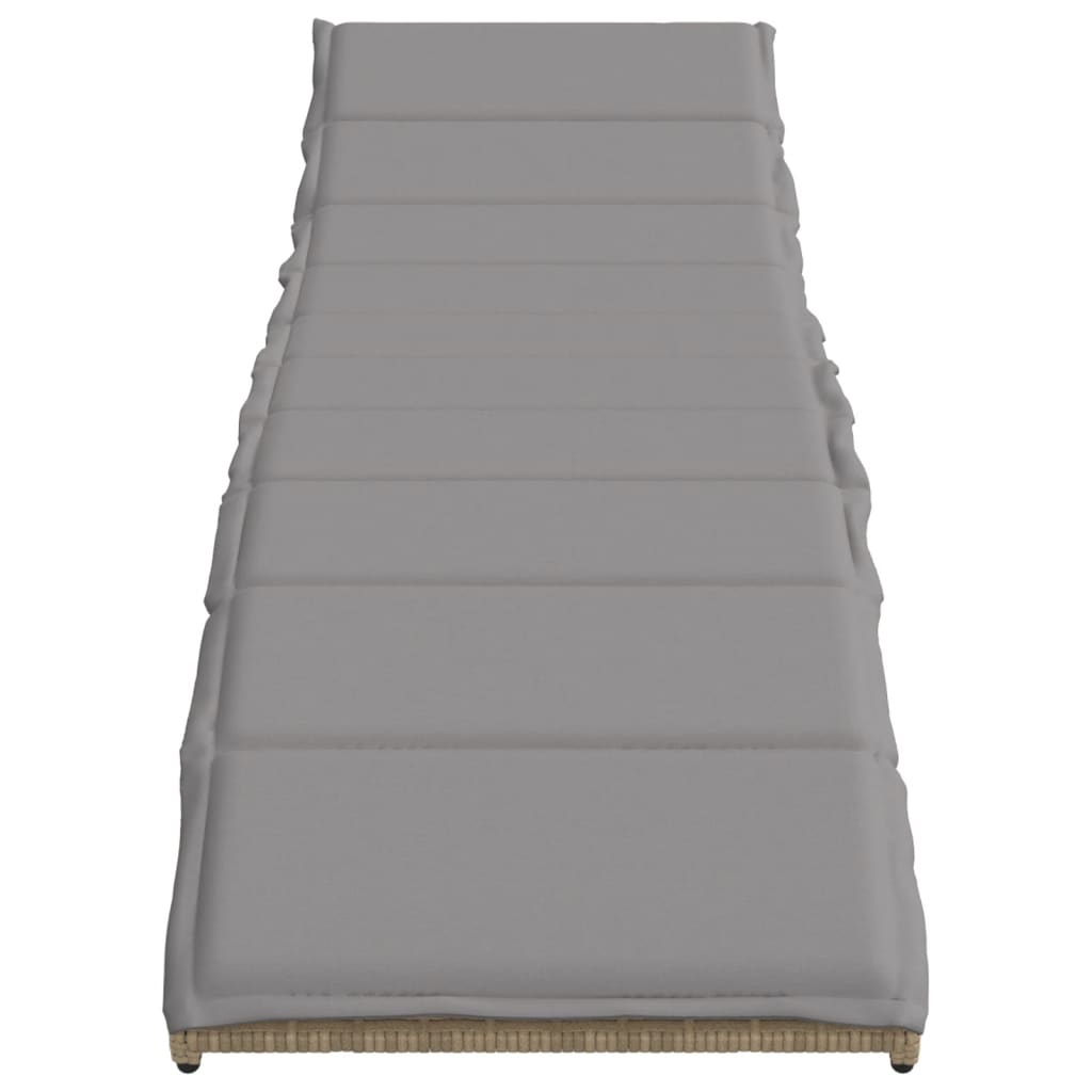 Ligbed met kussen 55x199x50 cm poly rattan beige