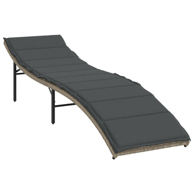 Ligbed met kussen 55x199x50 cm poly rattan lichtgrijs