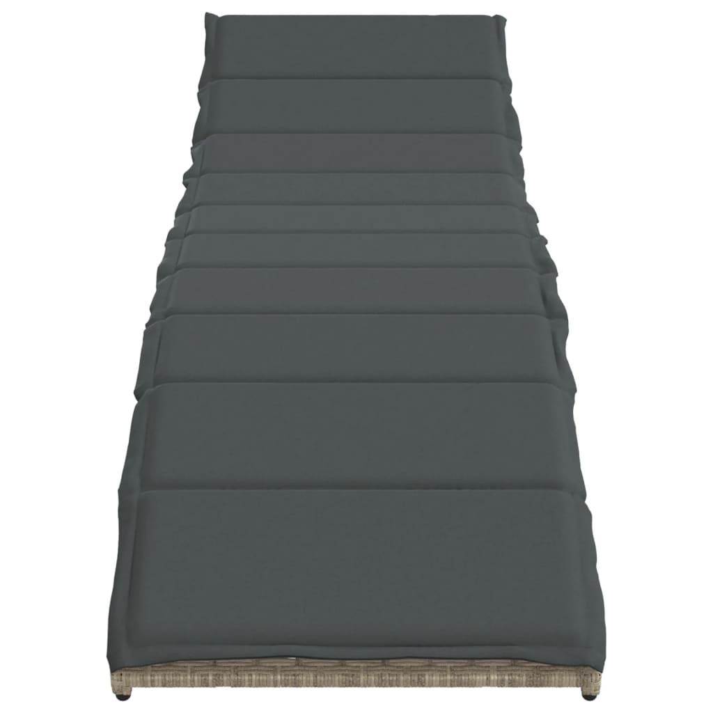 Ligbed met kussen 55x199x50 cm poly rattan lichtgrijs