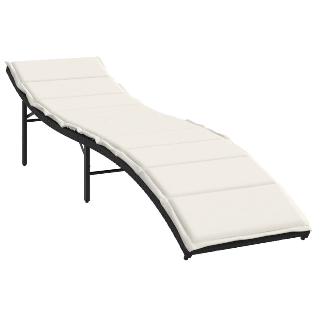 Ligbedden 2 st met tafel poly rattan zwart
