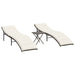 Ligstoelen 2 st met tafel poly rattan bruin