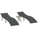 Ligbedden 2 st met tafel poly rattan grijs