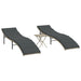 Ligbedden 2 st met tafel poly rattan lichtgrijs