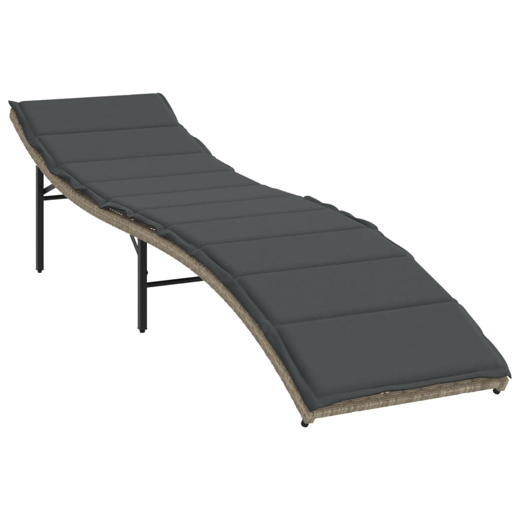 Ligbedden 2 st met tafel poly rattan lichtgrijs