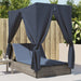 Ligbed tweepersoons met dak en gordijn poly rattan grijs