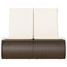 Ligbed 2-persoons met kussens poly rattan bruin
