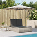 Ligbed 2-persoons met kussens poly rattan lichtgrijs