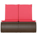 Ligbed 2-persoons met kussens poly rattan bruin