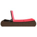 Ligbed 2-persoons met kussens poly rattan bruin