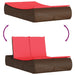 Ligbed 2-persoons met kussens poly rattan bruin