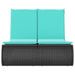 Ligbed 2-persoons met kussens poly rattan zwart