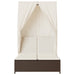 Ligbed tweepersoons met dak en gordijn poly rattan bruin