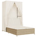 Ligbed tweepersoons met dak en gordijn poly rattan beige