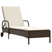 Ligbed met wielen en kussen poly rattan bruin