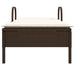 Ligbed met wielen en kussen poly rattan bruin