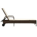 Ligbed met wielen en kussen poly rattan bruin
